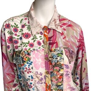 Vintage Y2K Sacred Threads Patchwork Shirt Jacket Large NWT